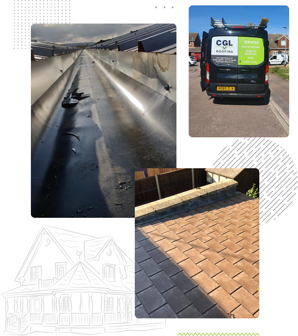 flat roofing and van