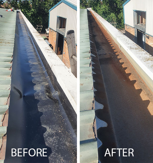 before and after gutter lining